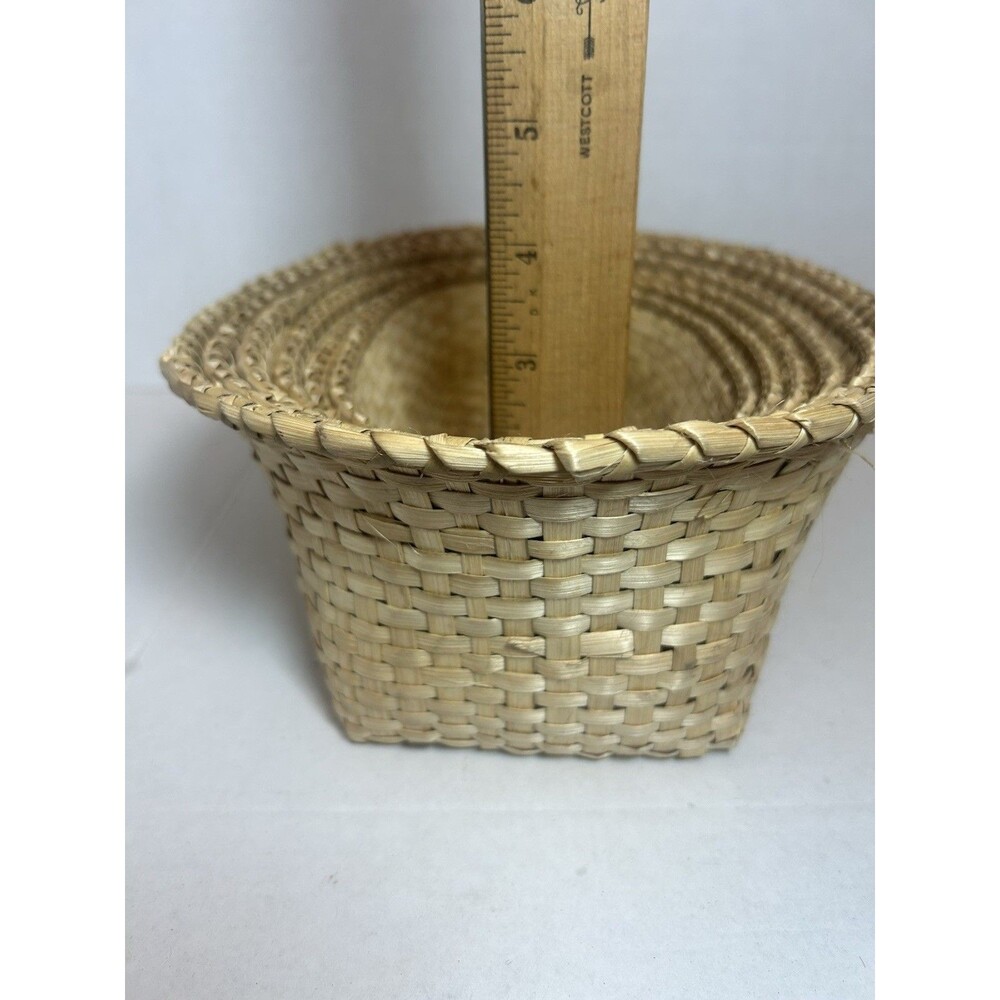 Handwoven Basket Set 7 Nested Oval Natural Wicker Boho Farmhouse Vintage Decor - Picture 11 of 12